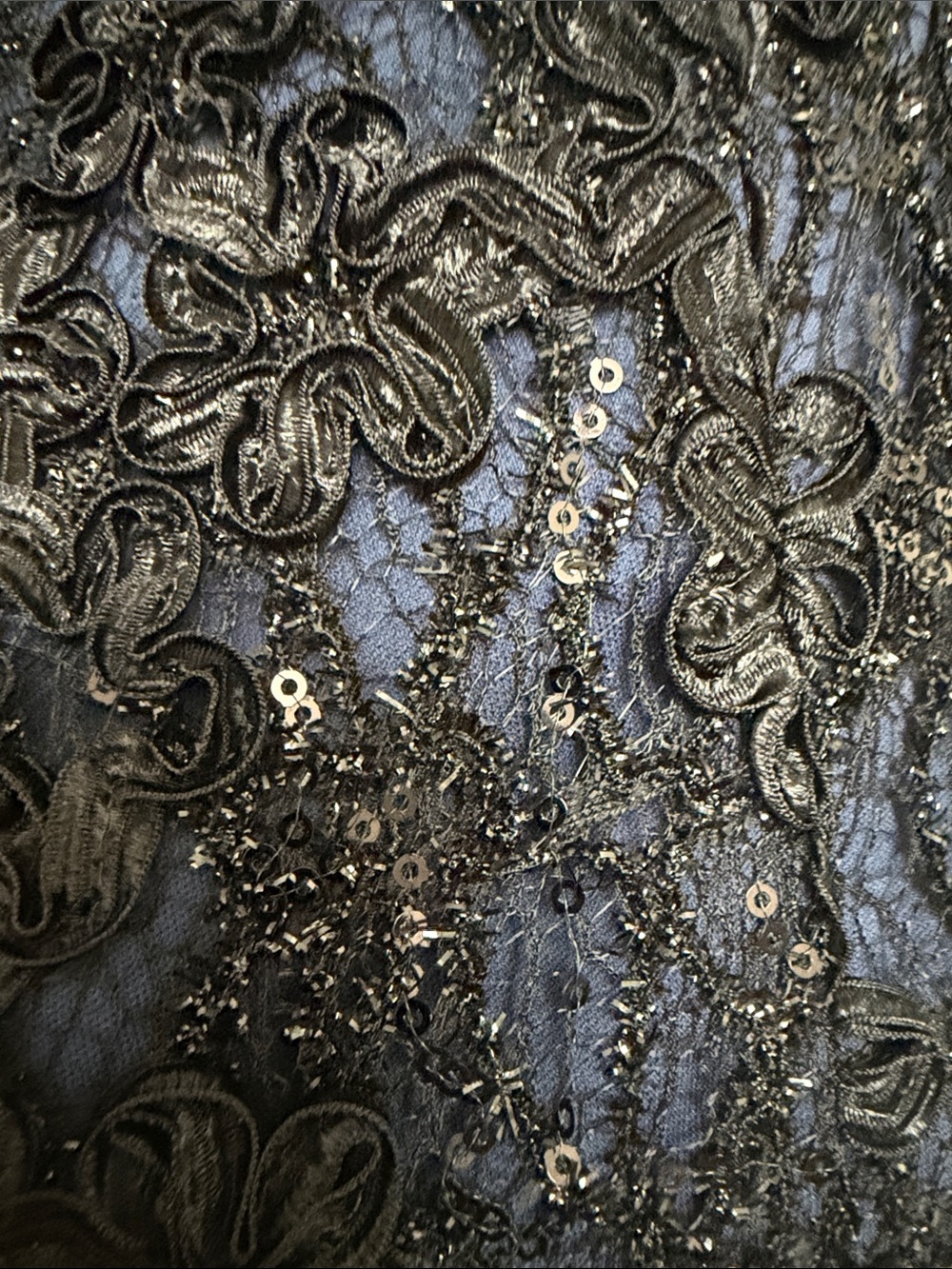 Xscape Black Beaded 3/4 Long-Sleeve Evening Gown - Picture 4 of 4